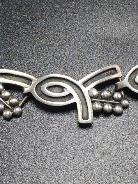 Taxco Vintage Mexican Sterling Silver Ornate Necklace Gem