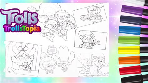 Trolls Trollstopia Coloring Book Compilation Val Poppy Branch Holly