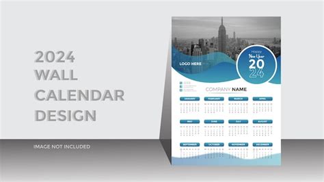 Premium Vector | Wall calendar design template 2024