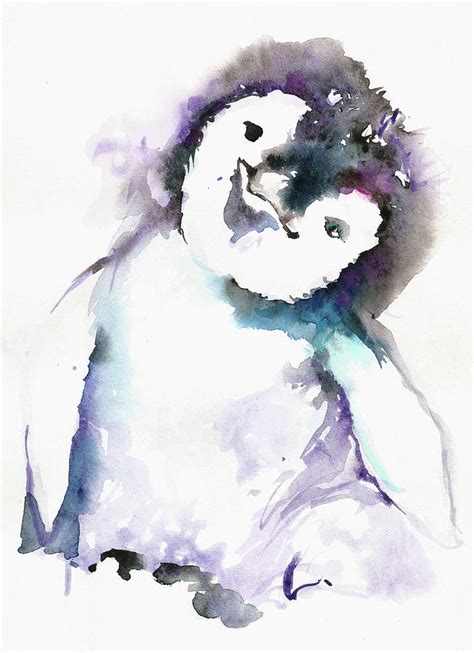 The Happy Penguin Watercolor Painting By Tiberiu Soos Pixels