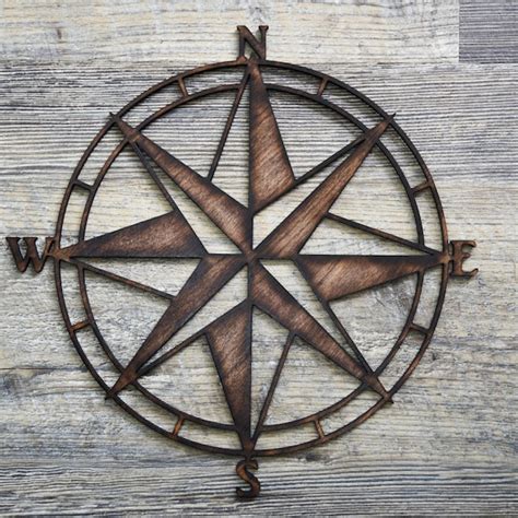 Wooden Compass Wall Art Etsy