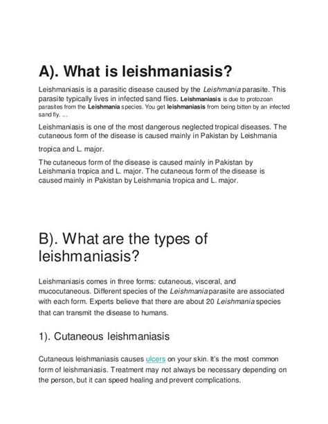 ''Leishmaniasis''. TYPES, CAUSES, SYMPTOMS, RISK FACTORS AND HOW TO M…