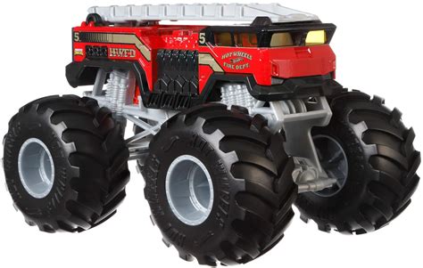 Buy Hot Wheelsmonster Trucks Fire Department Alarm Scale Vehicle