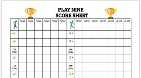 Play Nine Score Sheet Play 9 Play Nine Score Pad Play 9 Etsy