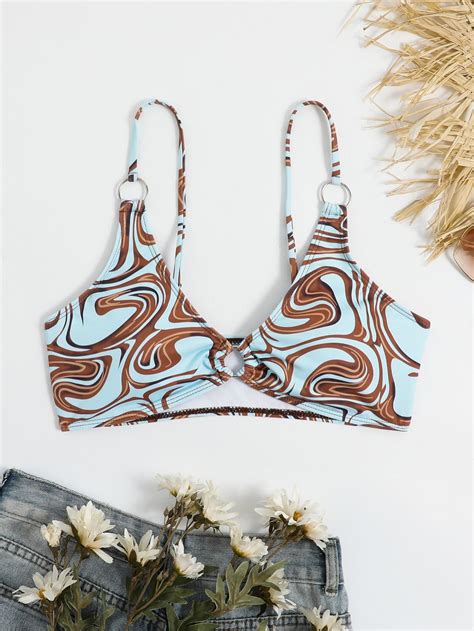 Top bikini con patrón de fluido vinculado con aro Express Solutions