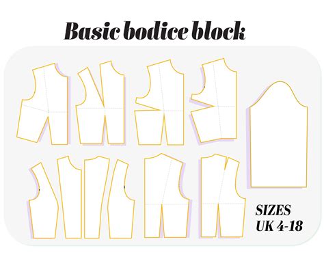 Basic Bodice Block Sewing Pattern Women S Bodice Etsy