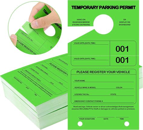 200 Pcs Yellow Parking Permit Hang Tag 775 X 425 Inch