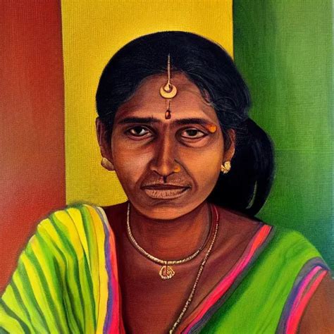 Sri Lankan Woman Portrait Painting By Aaron Griffin Stable