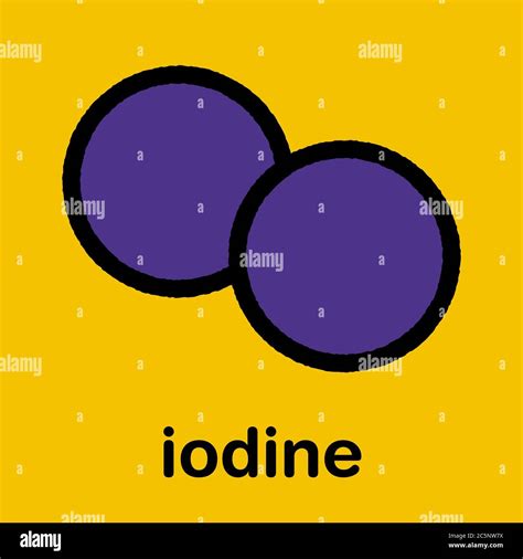 Iodine (I2) molecule. Solutions of elemental iodine are used as ...