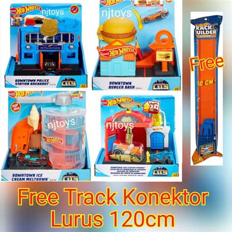 Jual Hot Wheels Track City Downtown Full Set Burger Dash Police Station Ice Cream Fire Station