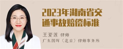 2023年湖南省交通事故赔偿标准 律师普法 法师兄