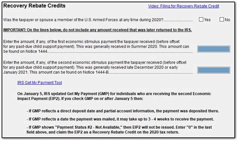 Printable Recovery Rebate Credit Form