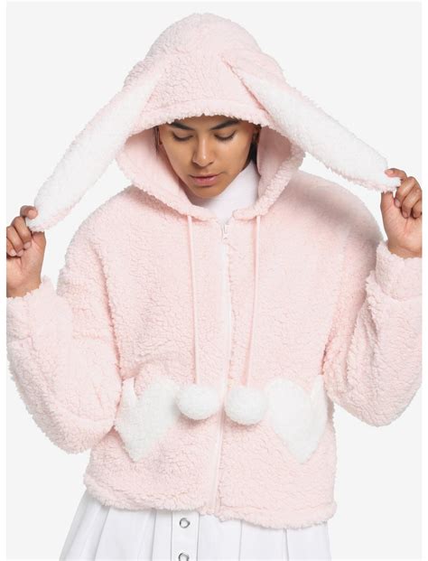 Pink Bunny Sherpa 3d Ears Girls Hoodie Hot Topic