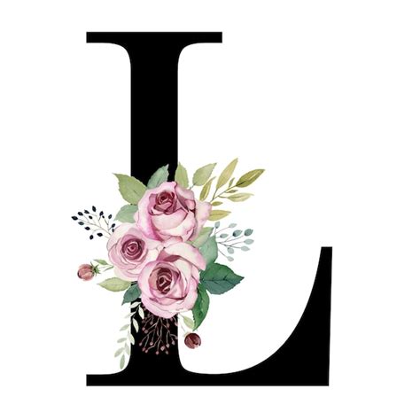 Premium Photo Floral Letter L With Watercolor Roses