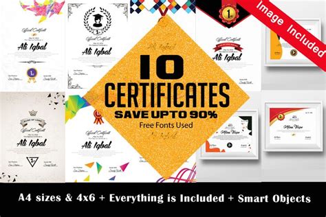 10 Certificates Diploma Bundle By Designhub TheHungryJPEG