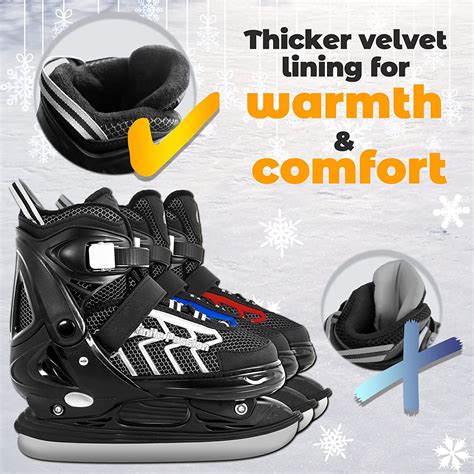 Nattork Adjustable Kids Ice Skate for Boys, Soft Padding and Reinforced ...