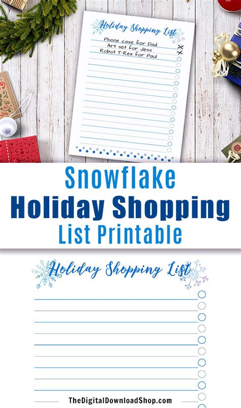 Holiday Shopping List Printable | The Digital Download Shop