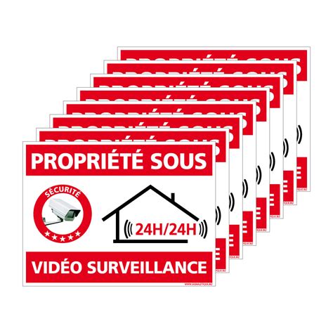 Lot de 8 autocollants alarme vidéosurveillance protection fabriqués en