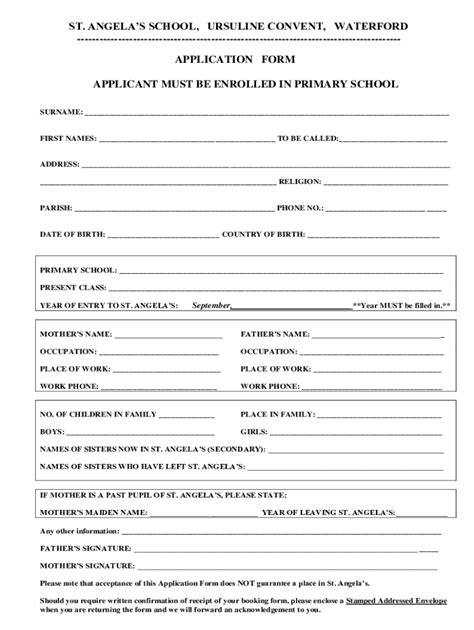 Fillable Online St Angela S School Ursuline Convent Fax Email