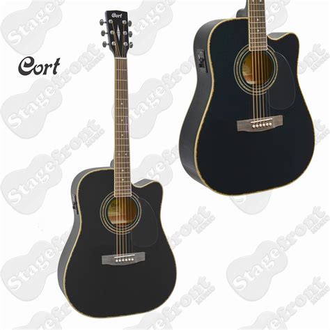 Cort Ad Ce Black Acoustic Electric Cutaway Guitar Stagefront Music