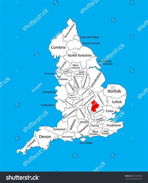 Vector Map Bedfordshire East England United Stock Vector (Royalty Free ...