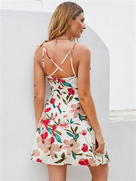 Criss Cross Back Floral Print Cami Dress Sponsored Ad Floral