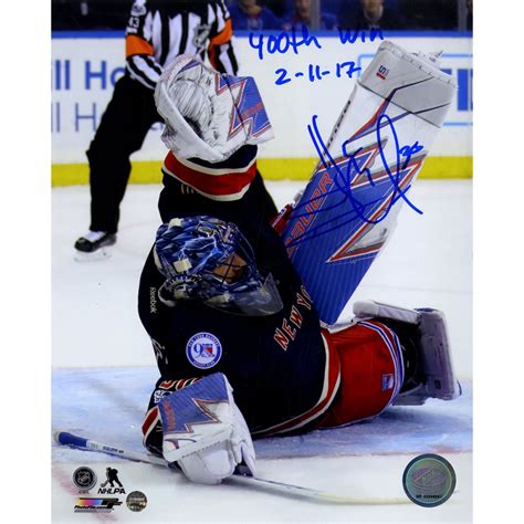 Henrik Lundqvist Signed Rangers 8x10 Photo Inscribed 400th Win And 2