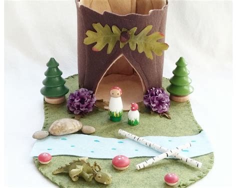 Oak Leaf Fairy House Tree Stump Cottage Playscape Play Mat Etsy