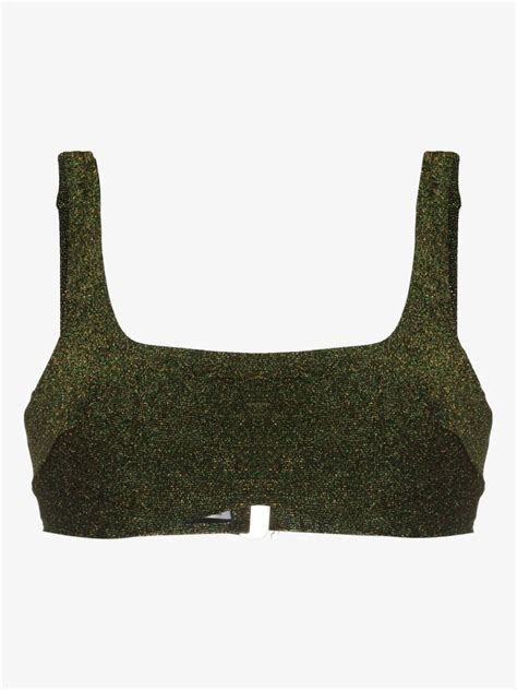 Form And Fold Green The Crop Bikini Top Browns