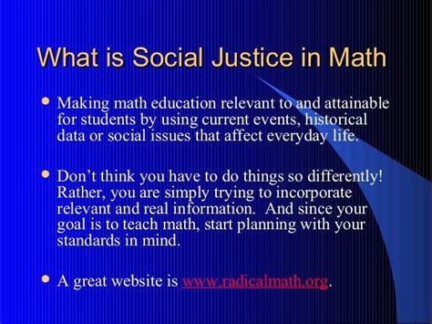 Social Justice In Mathematics Cornell University 112010