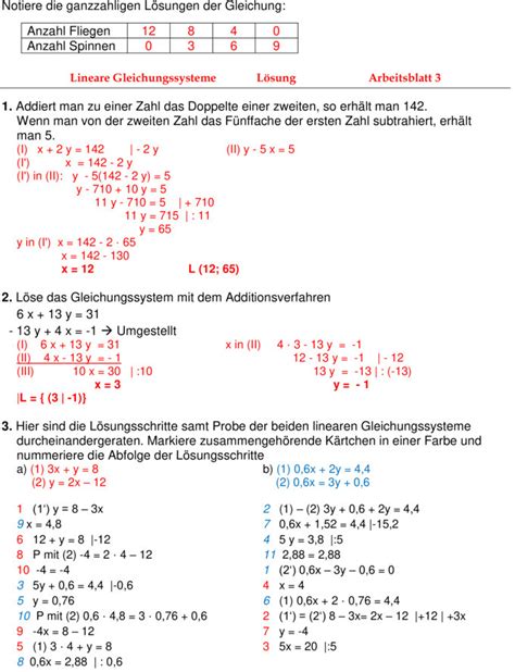 Bungsblatt Zu Linare Gleichungssysteme