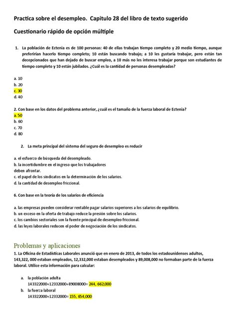 Practica Sobre El Desempleo Pdf Desempleo Ciencias Sociales