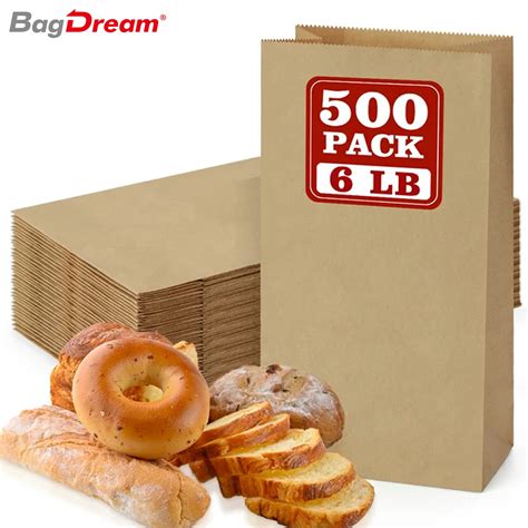 Bagdream 500 Count 6lb Brown Paper Lunch Bags Small Kraft Paper Bags