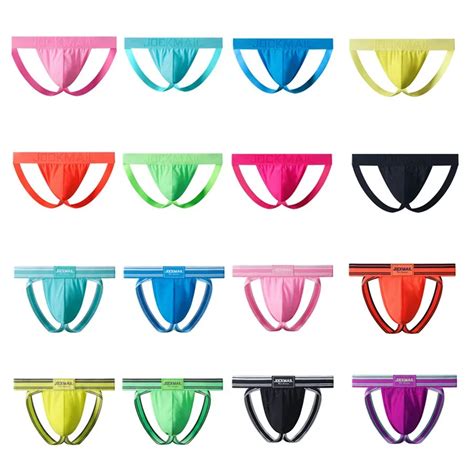 JOCKMAIL Sexy Gay Jockstraps Pure Color Low Rise Men Underwear Breathable Mesh Male Bikini