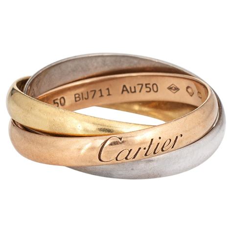 Cartier Or Amour Et Trinity 18k White Gold 3 Band Ring Size 57 At 1stDibs