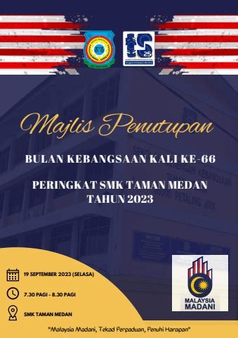 Buku Aturcara Majlis Penutupan Bulan Kebangsaan Kali Ke 66 SMKTM