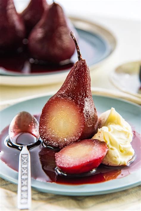 Red Wine Poached Pears The Flavor Bender