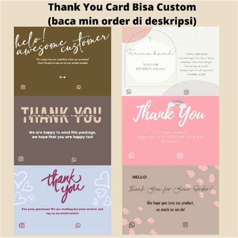 Jual Thank You Cardkartu Ucapankartu Terima Kasih Kartu Olshop Bisa Custom Shopee Indonesia