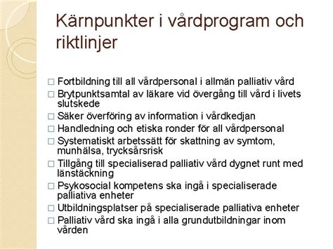 Nationellt Vrdprogram Och Riktlinjer Fr Palliativ Vrd Fr