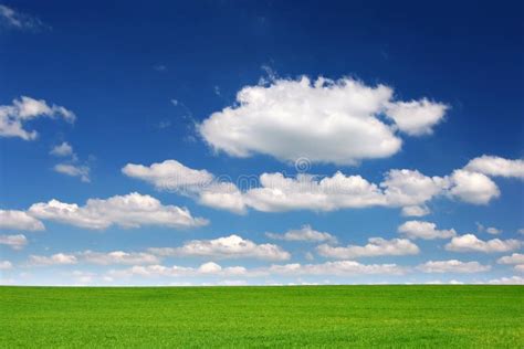 Campo Verde C U Azul E Nuvens Brancas Imagem De Stock Imagem De