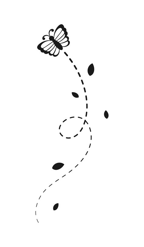 Flying Butterfly With Dotted Line Route Silhouette Beautiful