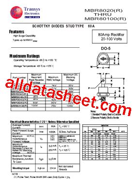 Mbr R Datasheet Pdf Transys Electronics Limited