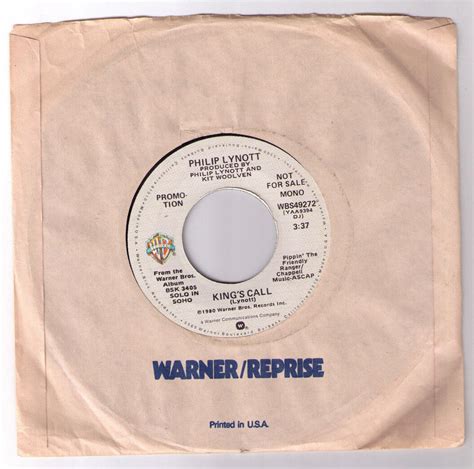 Promo 45 Philip Lynott King S Call US Warner Bros Thin Lizzy Mark