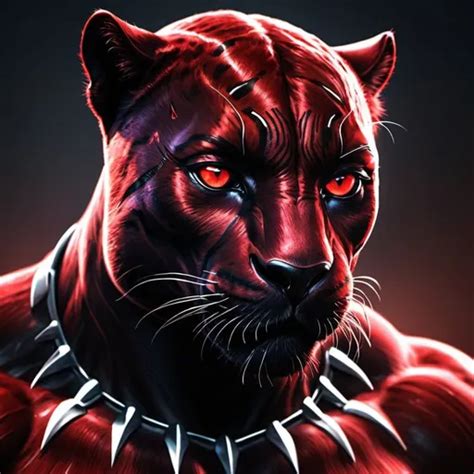 High-resolution digital art of a fierce red panther,...