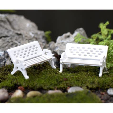 Pc Diy White Park Bench Seat Moss Bottle Mini Garden Ornament