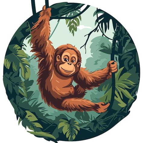 Premium Vector Orangutan In The Jungle Vector Illustration In Cartoon