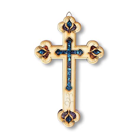 Wooden Christian Cross with Simulated Gemstones Home or Business Wall ...