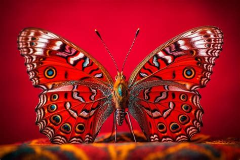 Premium AI Image | A butterfly with bright red wings and a black and ...