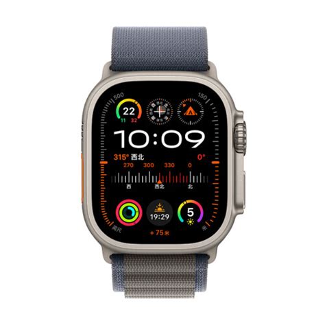 Apple智能手表 Apple 苹果 Watch Ultra2 智能手表 GPS 蜂窝版 49mm 钛金属 蓝色 高山回环表带 大号多少钱 聚超值