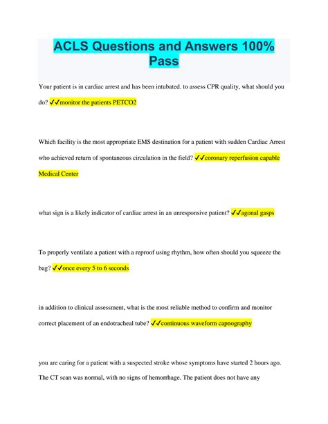 Acls Questions And Answers Acls Practice Exam